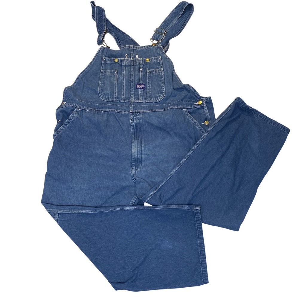 Big Smith Overalls Mens 46x28‎ Blue Denim Bib Carpenter Workwear